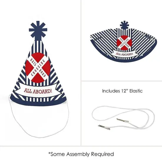 Big Dot of Happiness Railroad Party Crossing - Mini Cone Steam Train Birthday Party or Baby Shower Hats - Small Little Party Hats - Set of 8 {6}