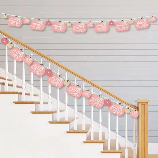 Big Dot of Happiness Girl Little Pumpkin - Fall Birthday Party or Baby Shower DIY Decorations - Clothespin Garland Banner - 44 Pieces {3}