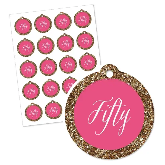 Big Dot of Happiness Chic 50th Birthday - Pink and Gold - Birthday Party Favor Gift Tags (Set of 20) {3}