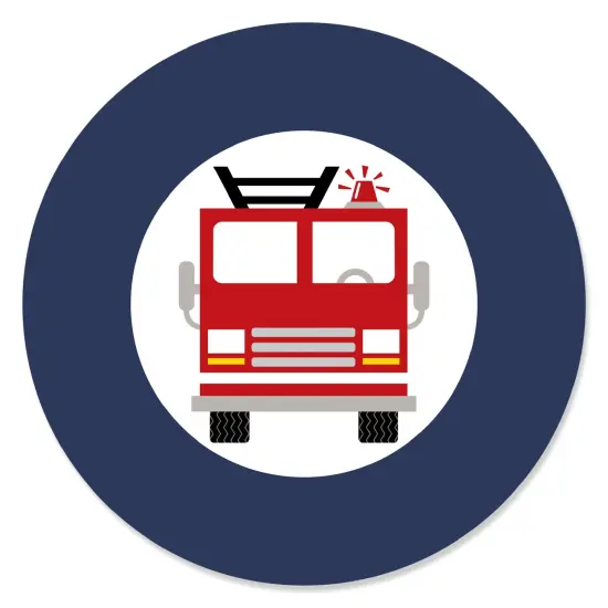 Big Dot of Happiness Fired Up Fire Truck - Firefighter Firetruck Baby Shower or Birthday Party Circle Sticker Labels - 24 Count {1}