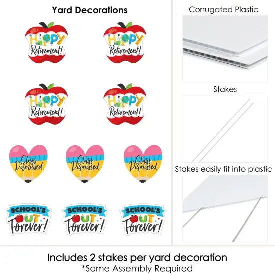 Big Dot of Happiness Teacher Retirement - Pencil Apple Lawn Decorations - Outdoor Happy Retirement Party Yard Decorations - 10 Piece {7}