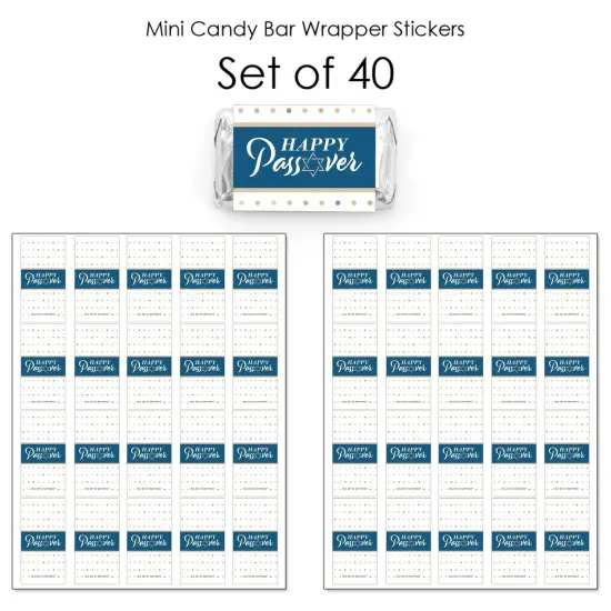 Big Dot of Happiness Happy Passover - Mini Candy Bar Wrapper Stickers - Pesach Holiday Party Small Favors - 40 Count {4}
