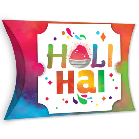 Big Dot of Happiness Holi Hai - Favor Gift Boxes - Festival of Colors Party Large Pillow Boxes - Set of 12 {1}