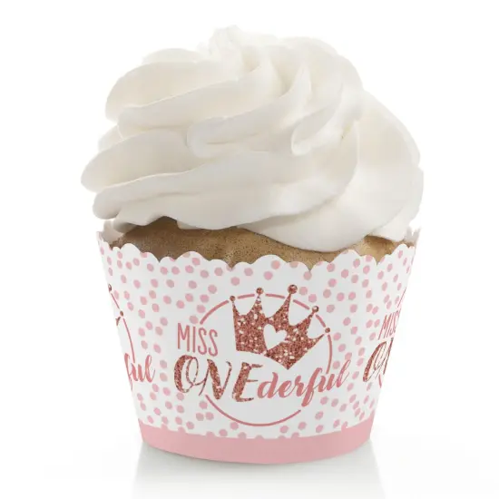 Big Dot of Happiness 1st Birthday Little Miss Onederful - Girl First Birthday Party Decorations - Party Cupcake Wrappers - Set of 12 {1}