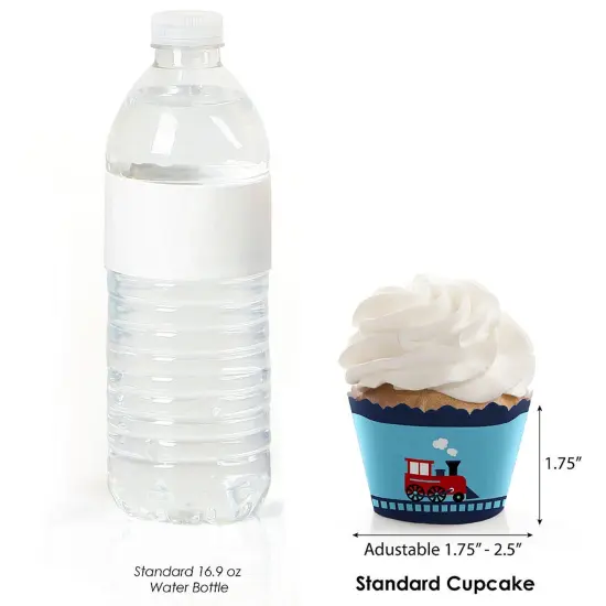 Big Dot of Happiness Railroad Party Crossing - Steam Train Birthday Party or Baby Shower Cupcake Wrappers - Set of 12 {4}