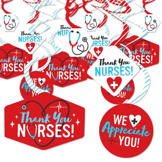 Big Dot of Happiness Thank You Nurses - Nurse Appreciation Week Hanging Decor - Party Decoration Swirls - Set of 40 {1}
