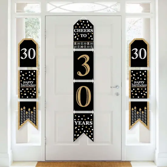 Big Dot of Happiness Adult 30th Birthday - Gold - Hanging Vertical Paper Door Banners - Birthday Party Wall Decoration Kit - Indoor Door Decor {1}