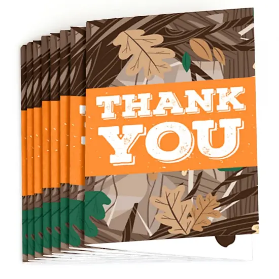 Big Dot of Happiness Gone Hunting - Deer Hunting Camo Baby Shower or Birthday Party Thank You Cards (8 count) {3}