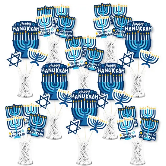 Big Dot of Happiness Hanukkah Menorah - Chanukah Holiday Party Centerpiece Sticks - Showstopper Table Toppers - 35 Pieces {1}