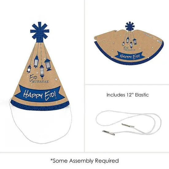 Big Dot of Happiness Eid Mubarak - Mini Happy Eid Cone Hats - Small Little Ramadan Party Hats - Set of 8 {6}