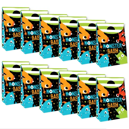 Big Dot of Happiness Monster Bash - Little Monster Birthday or Baby Shower Gift Favor Bags - Party Goodie Boxes - Set of 12 {6}