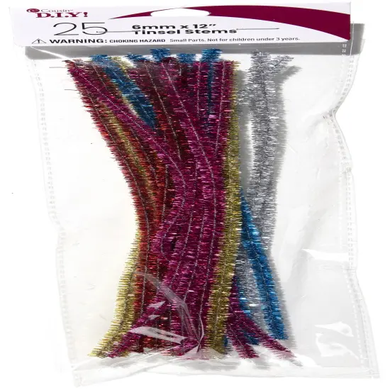 CousinDIY Tinsel Stems 6mmx12" 25/Pkg-Multi {1}