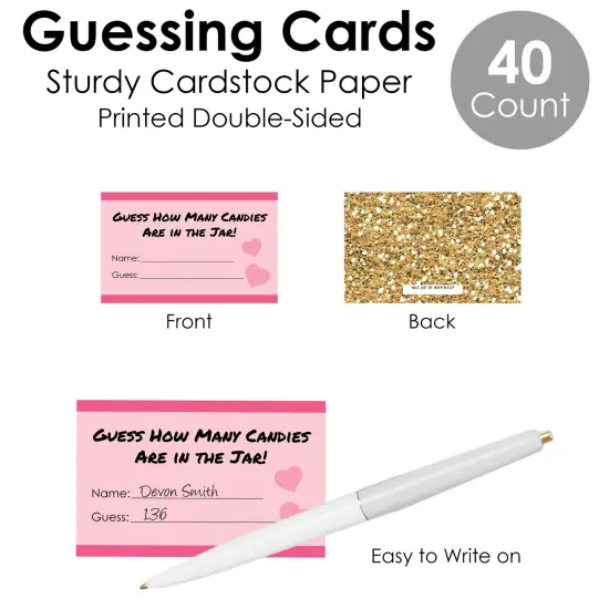 Big Dot of Happiness Be My Galentine - How Many Candies Galentine's & Valentine's Day Party Game - 1 Stand and 40 Cards - Candy Guessing Game {7}