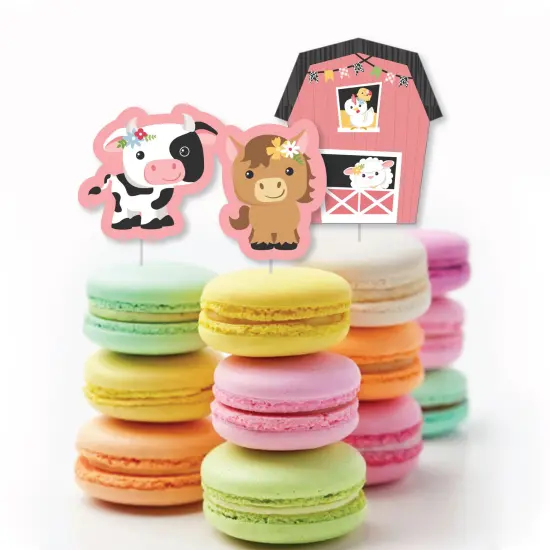 Big Dot of Happiness Girl Farm Animals - DIY Shaped Pink Barnyard Baby Shower or Birthday Party Cut-Outs - 24 Count {6}