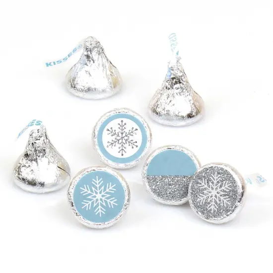 Big Dot of Happiness Winter Wonderland - Snowflake Party and Winter Wedding Round Candy Sticker Favors - Labels Fits Chocolate Candy (1 Sheet of 108) {1}