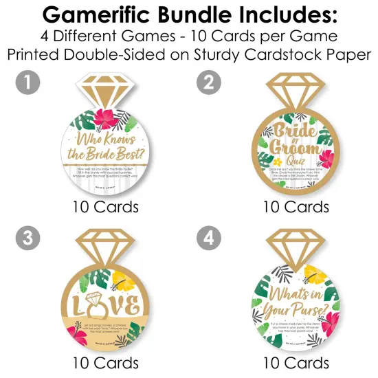 Big Dot of Happiness Last Luau - 4 Bridal Shower Games - 10 Cards Each - Gamerific Bundle {4}