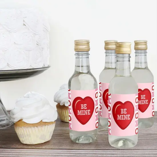 Big Dot of Happiness Conversation Hearts - Mini Wine & Champagne Bottle Label Stickers - Valentine's Day Party Favor Gift for Women & Men - Set of 16 {4}
