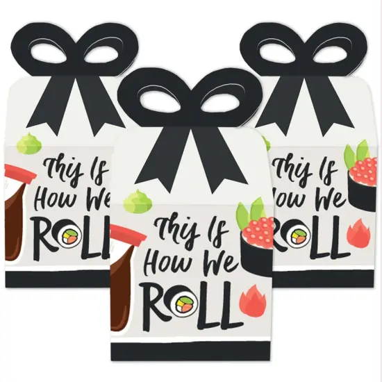 Big Dot of Happiness Let's Roll - Sushi - Square Favor Gift Boxes - Japanese Party Bow Boxes - Set of 12 {3}