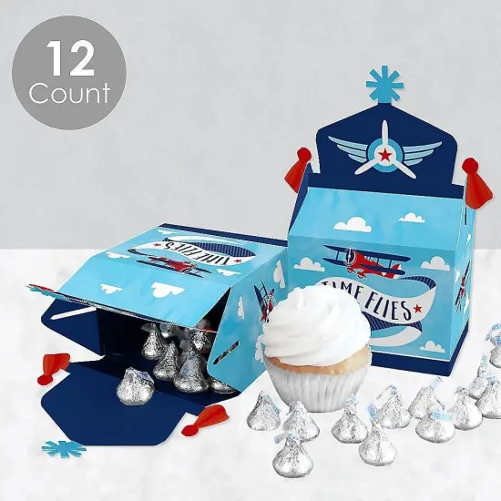Big Dot of Happiness Taking Flight - Airplane - Treat Box Party Favors - Vintage Plane Baby Shower or Birthday Party Goodie Gable Boxes - Set of 12 {4}