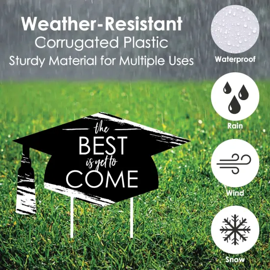 Big Dot of Happiness Black and White Graduation Lawn Decorations - 10 Piece {6}