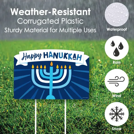 Big Dot of Happiness Hanukkah Menorah - Chanukah Holiday Party Yard Sign Lawn Decorations - Happy Hanukkah Party Yardy Sign {6}