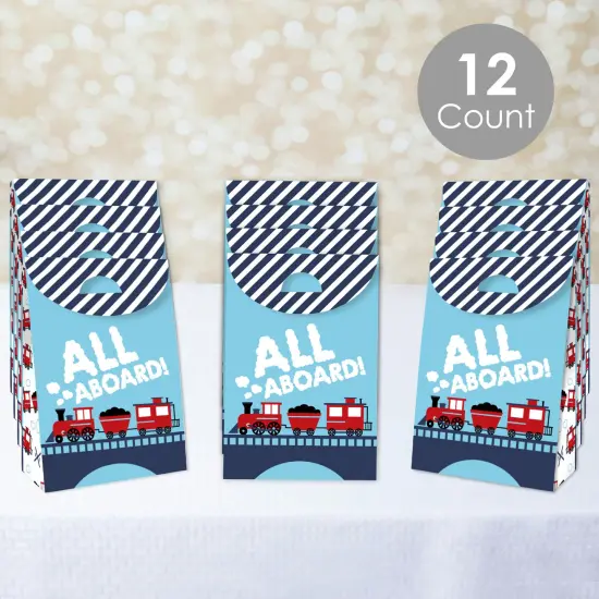 Big Dot of Happiness Railroad Party Crossing - Steam Train Birthday or Baby Shower Gift Favor Bags - Party Goodie Boxes - Set of 12 {3}