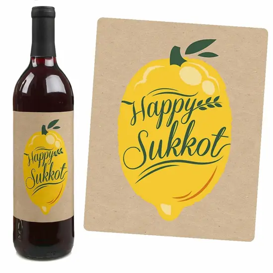 Big Dot of Happiness Sukkot - Sukkah Holiday Decorations for Women and Men - Wine Bottle Label Stickers - Set of 4 {5}