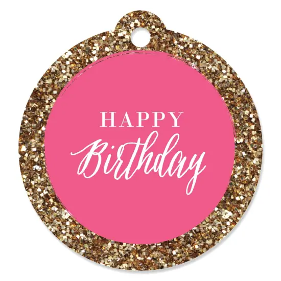 Big Dot of Happiness Chic Happy Birthday - Pink and Gold - Birthday Party Favor Gift Tags (Set of 20) {1}