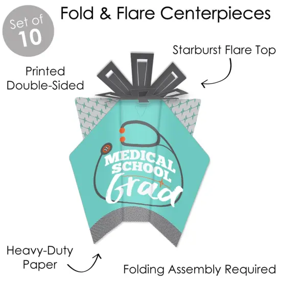Big Dot of Happiness Medical School Grad - Table Decorations - Doctor Graduation Party Fold and Flare Centerpieces - 10 Count {4}