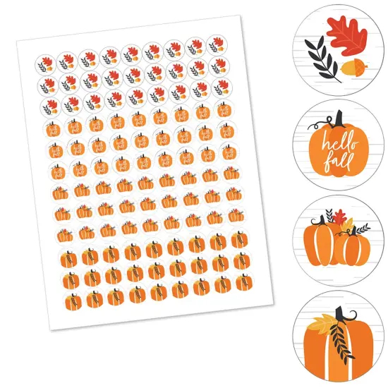 Big Dot of Happiness Fall Pumpkin - Halloween or Thanksgiving Party Round Candy Sticker Favors - Labels Fits Hershey&rsquo;s Kisses (1 sheet of 108) {3}