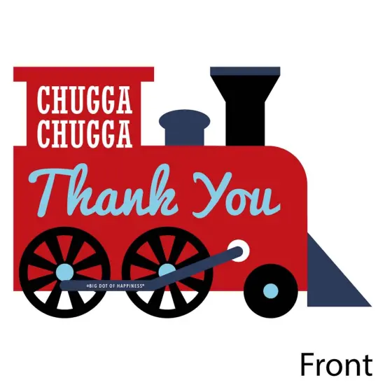 Big Dot of Happiness Railroad Party Crossing - Shaped Thank You Cards - Steam Train Party Thank You Note Cards with Envelopes - Set of 12 {4}