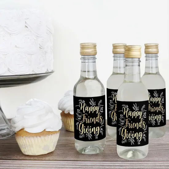 Big Dot of Happiness Elegant Thankful for Friends - Mini Wine & Champagne Bottle Label Stickers - Friendsgiving Thanksgiving Party Favor Gift - 16 Ct {4}