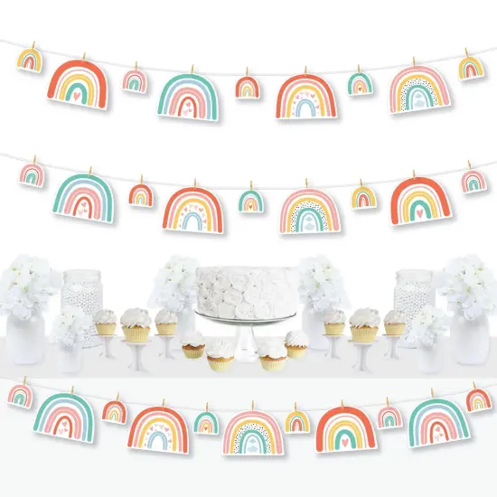 Big Dot of Happiness Hello Rainbow - Boho Baby Shower and Birthday PartyDecor - Clothespin Garland Banner - 44 Pieces {1}