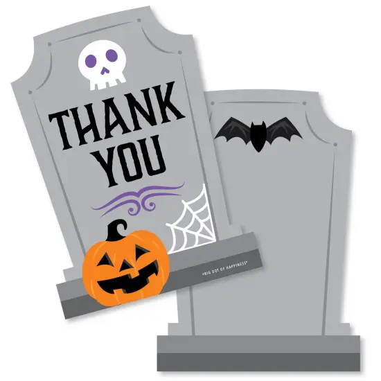 Big Dot of Happiness Cute and Colorful Tombstones - Shaped Thank You Cards - Kids Halloween Party Thank You Note Cards with Envelopes - Set of 12 {1}