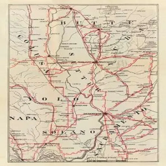 California - Colusa, Yolo, Napa, Butte, Yuba, Sutter, Solano, and Sacramento Counties, 1896 Poster Print by George W. Blum - Item # VARPDX294948 {1}