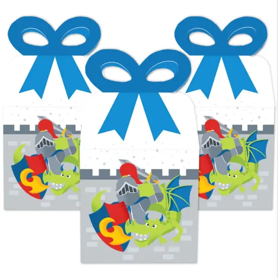 Big Dot of Happiness Calling All Knights and Dragons - Square Favor Gift Boxes - Medieval Party or Birthday Party Bow Boxes - Set of 12 {3}
