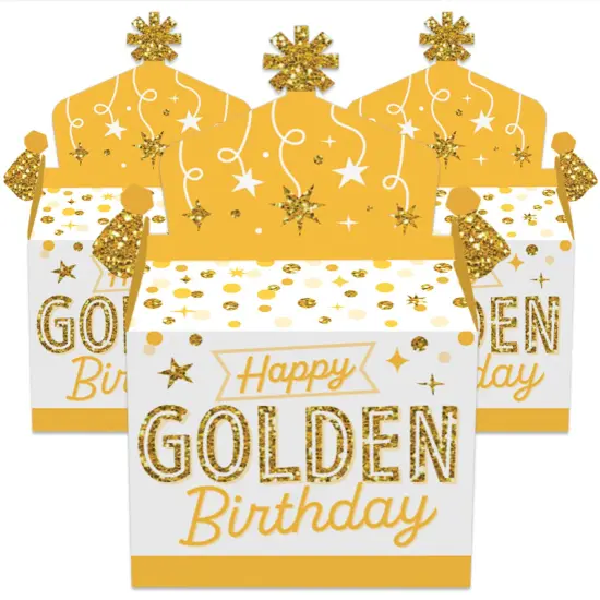 Big Dot of Happiness Golden Birthday - Treat Box Party Favors - Happy Birthday Party Goodie Gable Boxes - Set of 12 {3}