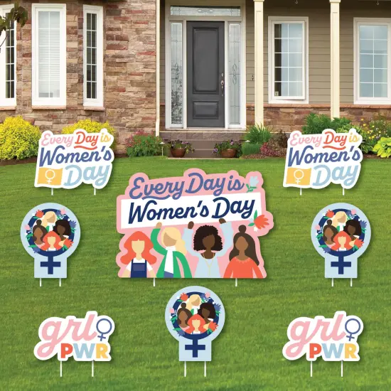 Big Dot of Happiness Women's Day - Yard Sign and Outdoor Lawn Decorations - Feminist Party Yard Signs - Set of 8 {1}