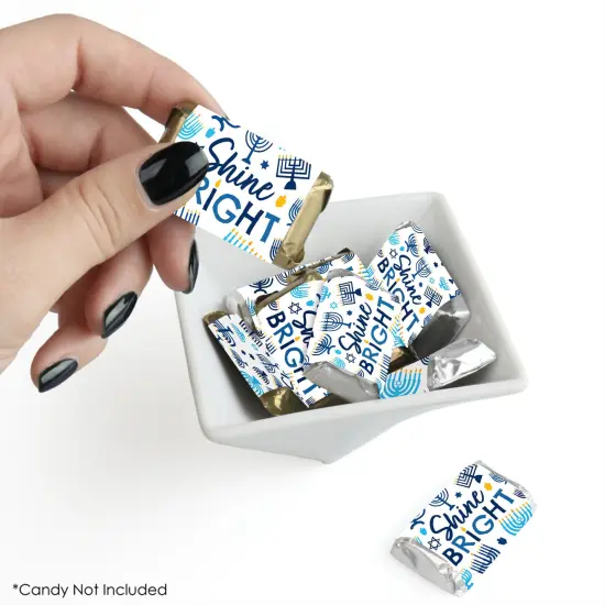 Big Dot of Happiness Hanukkah Menorah - Mini Candy Bar Wrapper Stickers - Chanukah Holiday Party Small Favors - 40 Count {3}