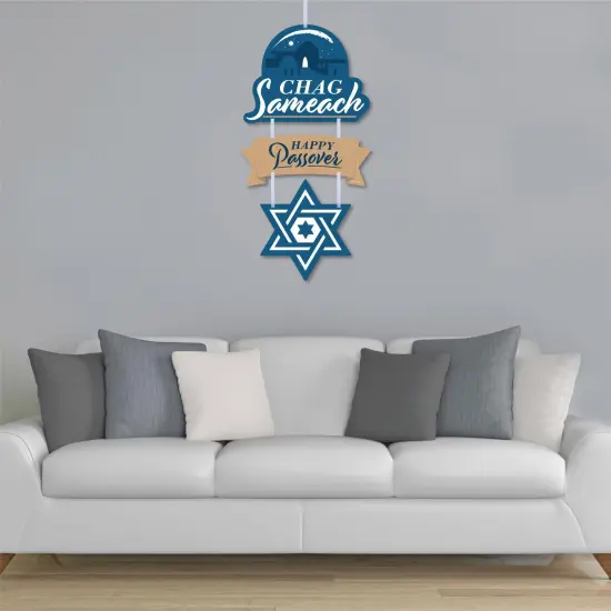 Big Dot of Happiness Happy Passover - Hanging Porch Pesach Jewish Holiday Party Outdoor Decorations - Front Door Decor - 3 Piece Sign {4}