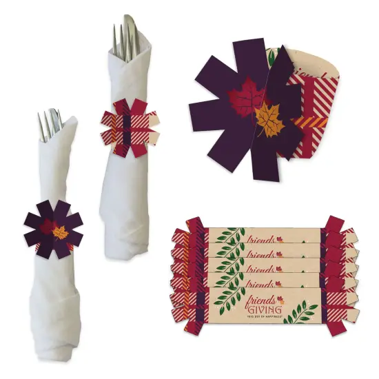 Big Dot of Happiness Friends Thanksgiving Feast - Friendsgiving Paper Napkin Holder - Napkin Rings - Set of 24 {1}