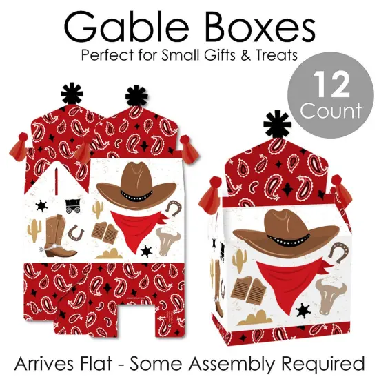 Big Dot of Happiness Western Hoedown - Treat Box Party Favors - Wild West Cowboy Party Goodie Gable Boxes - Set of 12 {7}