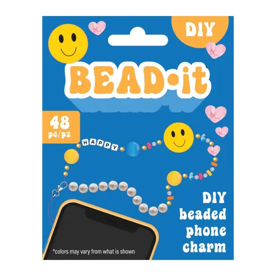 Bead It DIY Phone Charm Kit-Smiley Face, 48 Pieces {1}