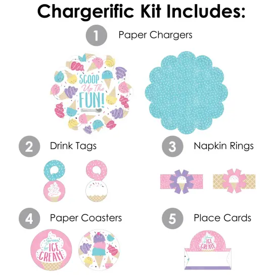 Big Dot of Happiness Scoop Up The Fun - Ice Cream - Sprinkles Party Paper Charger and Table Decorations - Chargerific Kit - Place Setting for 8 {4}