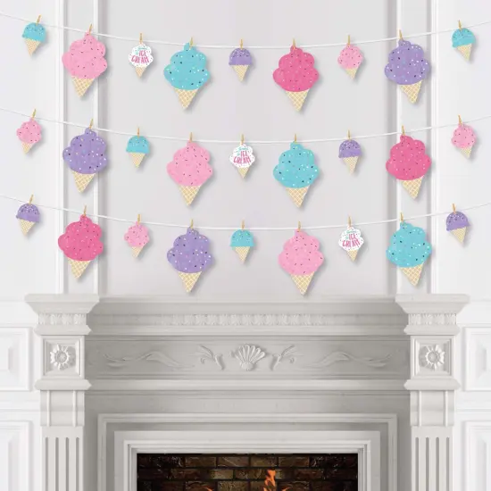 Big Dot of Happiness Scoop Up the Fun - Ice Cream - Sprinkles Party DIY Decorations - Clothespin Garland Banner - 44 Pieces {4}