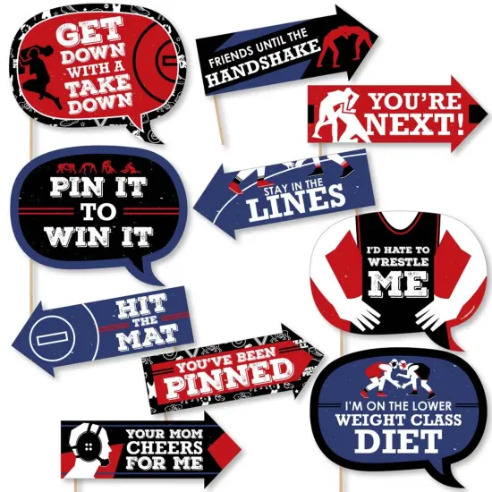 Big Dot of Happiness Funny Own the Mat - Wrestling - Birthday Party or Wrestler Party Photo Booth Props Kit - 10 Piece {1}