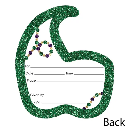 Big Dot of Happiness Mardi Gras - Shaped Fill-in Invitations - Masquerade Party Invitation Cards with Envelopes - Set of 12 {4}