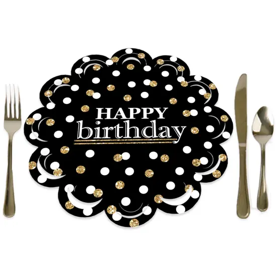 Big Dot of Happiness Adult Happy Birthday - Gold - Birthday Party Round Table Decorations - Paper Chargers - Place Setting For 12 {1}