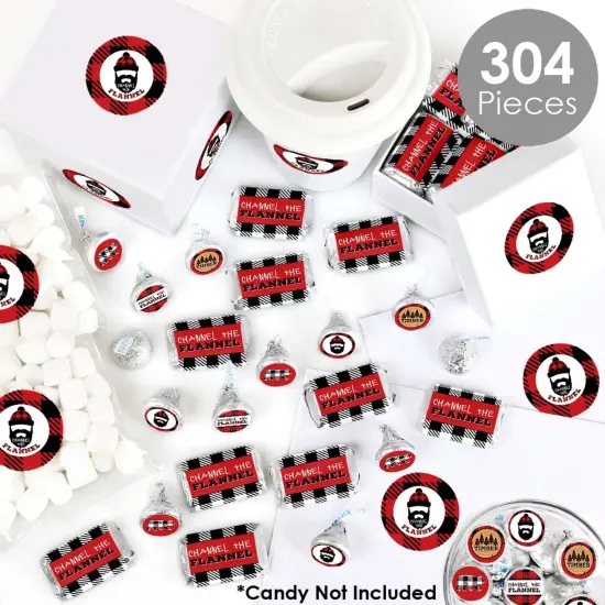 Big Dot of Happiness Lumberjack - Channel the Flannel - Buffalo Plaid Party Candy Favor Sticker Kit - 304 Pieces {3}