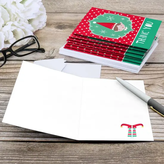 Big Dot of Happiness Elf Squad - Kids Elf Christmas and Birthday Party Thank You Cards (8 Count) {6}